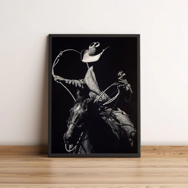 Quadro com cowboy caveira montado em cavalo 2604