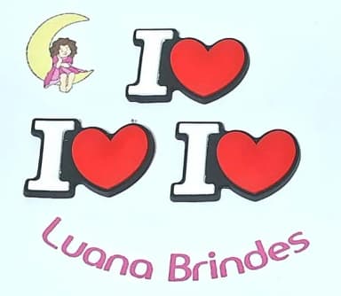 Aplique I Love Emborrachado Pacote com 6 Undiades