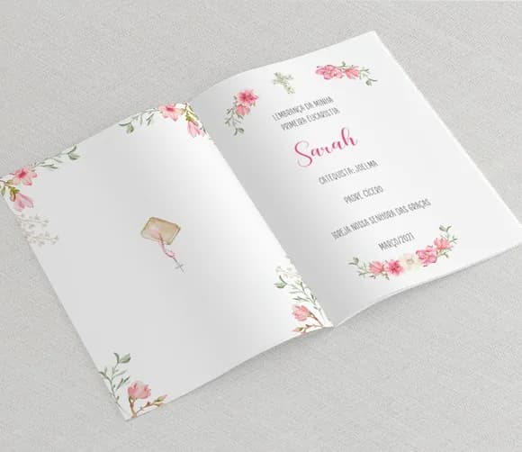 Livro De Orações Lembrança Eucaristia Aquarela Menina