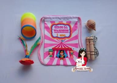 Mochila Boa Infância Tema Circo Rosa