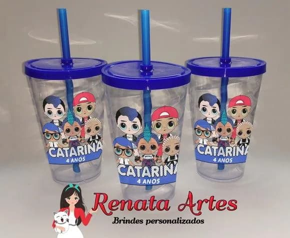 Copo com Canudo 500ml Lol Boy Surprise
