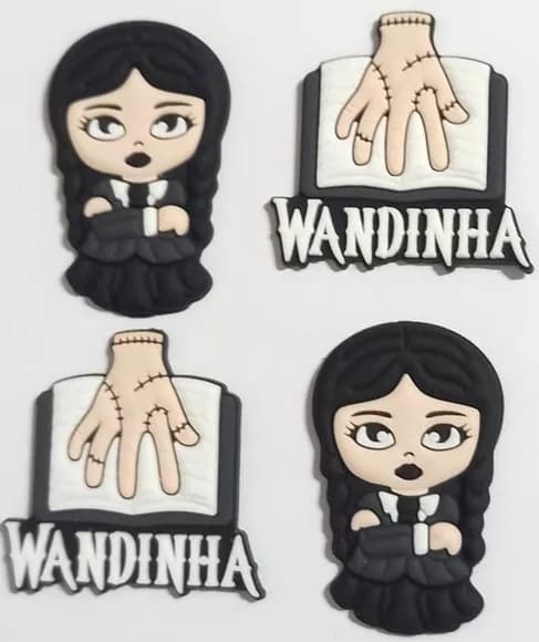 Aplique Wandinha e Mãozinha Emborrachado 6 Unidades