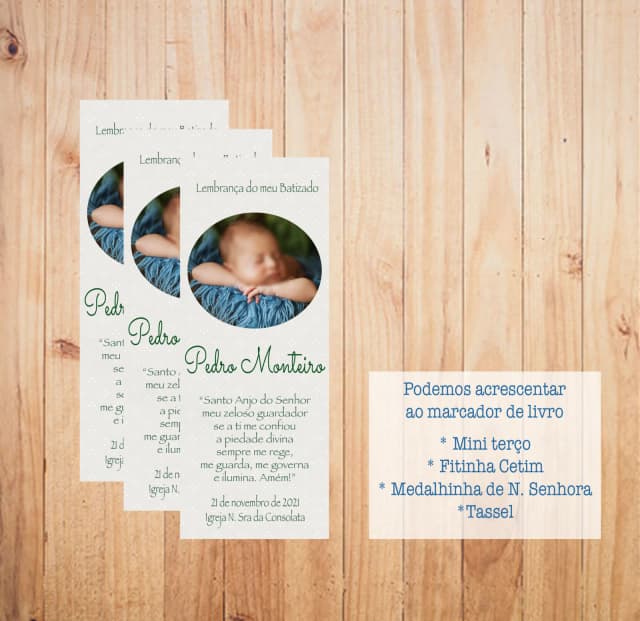 Lembrança batizado - Marcador de livro com foto