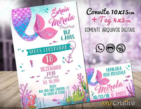 CONVITE DIGITAL C/TAG Sereia 9