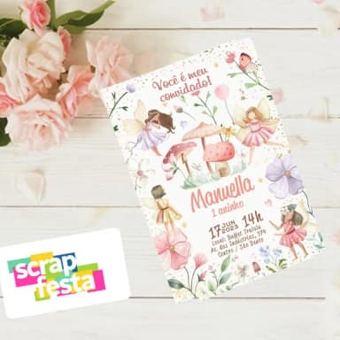 Convite Impresso Personalizado Festa Fadas Aquarela