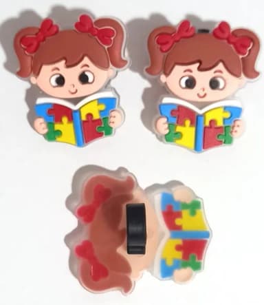 Ponteira P/lápis Menina Símbolo Autismo - 6 Unidade