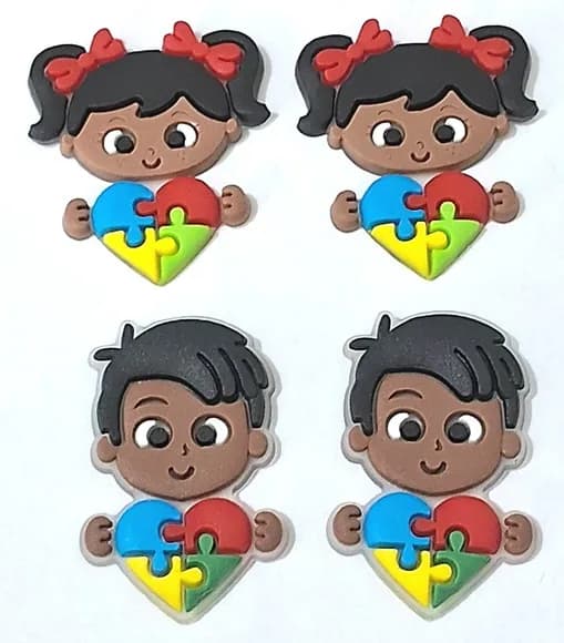 Apliques Menina e Menino Símbolo Autismo - 6 Unidades