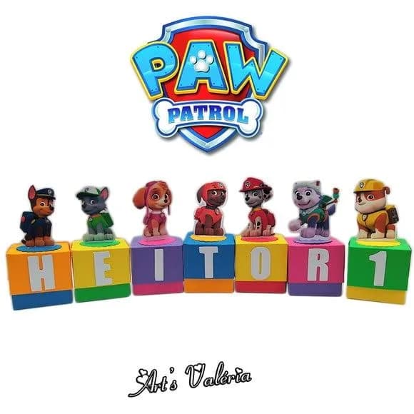 Caixinha Patrulha Canina com Letra - Valor Unitário