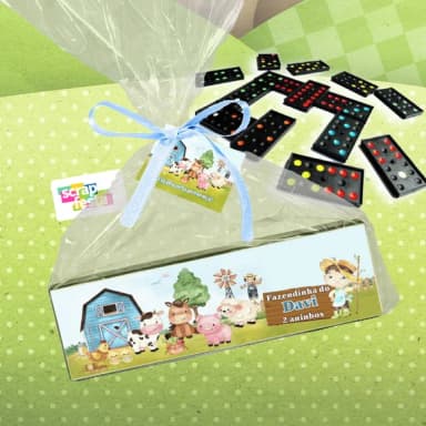 Dominó+embalagem+tag Personalizado Festa Fazendinha Aquarela