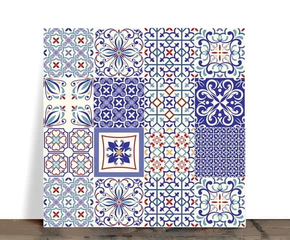 Azulejo Decorativo Mandala Portuguesa Azul 15x15 Cerâmica