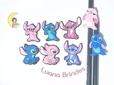 Lápis C/ponteira Stitch e Angel 3cm Pacotes com 8 Unidades