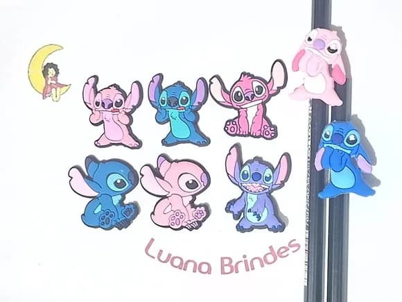 Lápis C/ponteira Stitch e Angel 3cm Pacotes com 8 Unidades