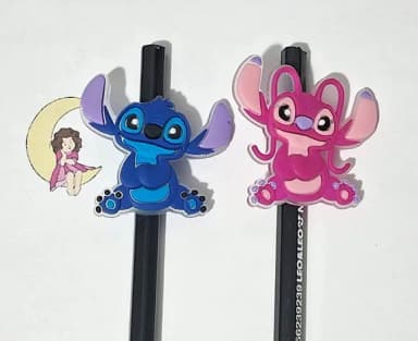 Lápis C/ponteira Stitch e Angel 4cm Pct C/6 Unidades