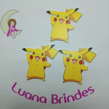 Pingente Pokémon Pikachu de Acrílico UV 5cm Pct 3 Unidades