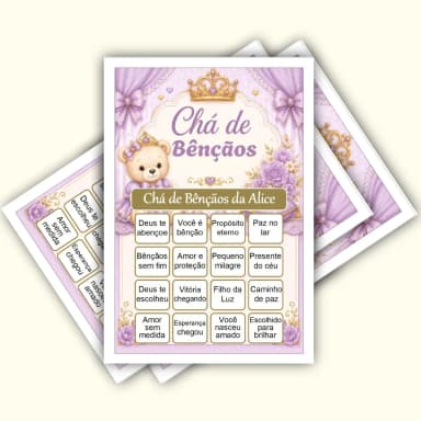 Bingo Chá de Bênçãos Menina PDF Para Imprimir