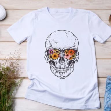 Camiseta Caveira Floral - Estampa Ousada e Descolada