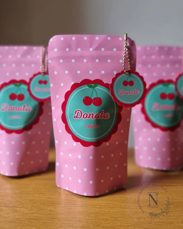 Saquinho Zip Lock 10x17 Lembrancinha Cerejinha