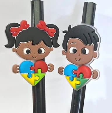 Lápis C/ponteira Menina e Menino Símbolo Autismo - 6 Unidade