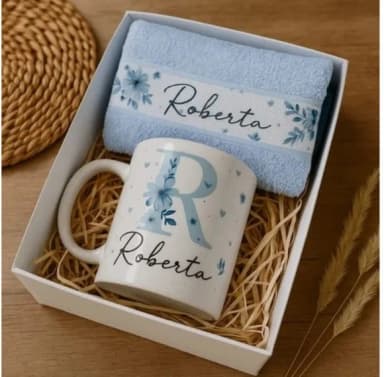 Kit Caneca Personalizada + Toalhinha de Boca Presente Criati