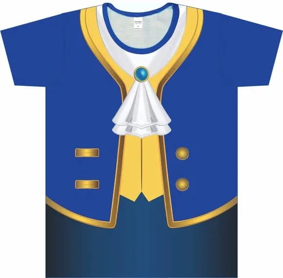 Camiseta Infantil Fantasia Príncipe do Baile Azul e Dourada com Gravata Jabot