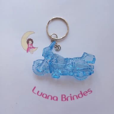 Chaveiro Motinha Azul de Acrilico 6,5cm x 4cm Pct 3 Unidades