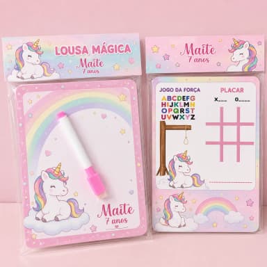 Lousa Magica Personalizada lembrancinhas do Unicornio