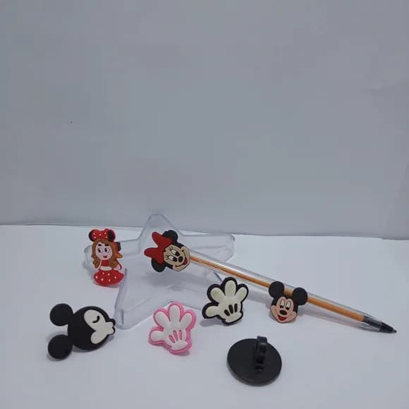 Ponteira para Lapis Minie e Mickey Borracha Pct 06 Variados