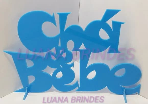 Topo de Bolo/Mesa Chá de Bebe Azul em acrílico - 1 unidade