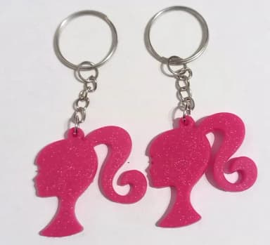 Chaveiro Barbie com Glitter 4cm Emborrachado - 6 Unidades