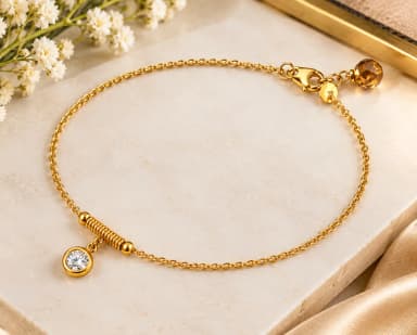 Tornozeleira Folheada a Ouro com Cristal Theco 8mm e Strass