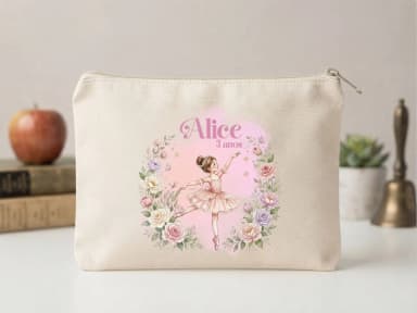 Lembrancinha Nécessaire Personalizada Algodão Cru 20x15 Estampa DTF Bailarina