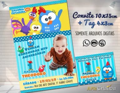 CONVITE DIGITAL C/TAG Galinha Pintadinha Mini Menino