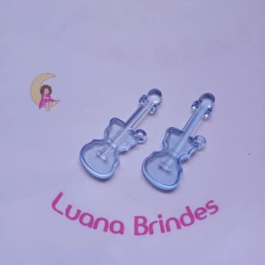 Guitarra Pingente Azul de Acrilico 5cm Pct 16 Unidades