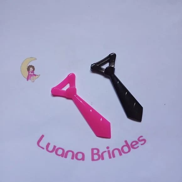 Pingente Gravatinha Pink Preta 5cm Pct 35 Unidades