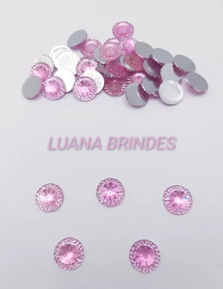 Chaton Rosa Redondo - 14mm - pct c/50 unidades
