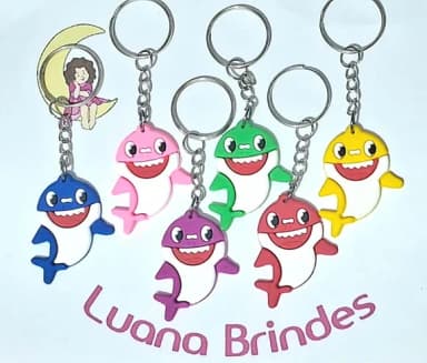 Chaveiro Baby Shark Emborrachado Pacote com 6 Unidades