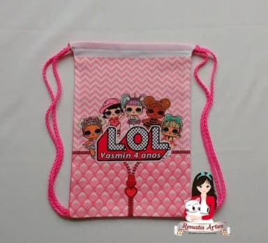 Mochila de Tecido Personalizada Lol Surprise Rosa