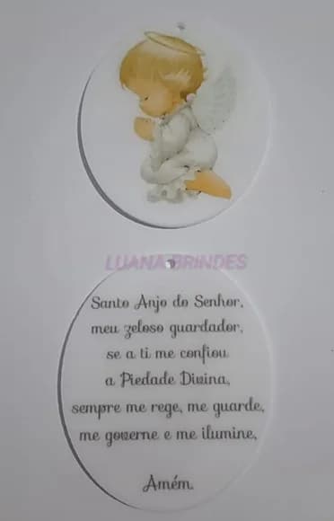 Medalhão Anjo da Guarda de Acrilico Pct 3 Unidades