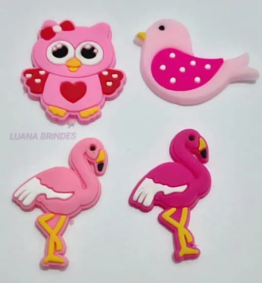 Apliques Aves Variadas de Borracha -pct C/8 Unidaades