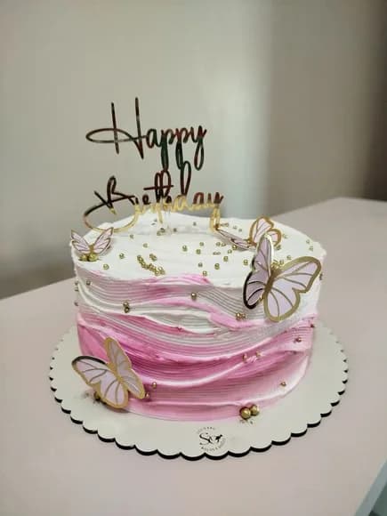 Arquivo Digital - Topo de Bolo Happy Birthday + Borboletas