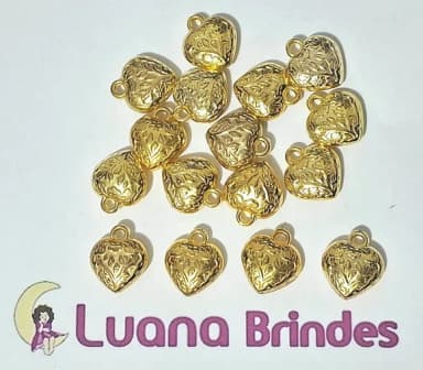 Pingente Coração Abs Dourado 1,8cm Pacotes com 30 Unidades