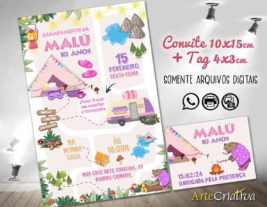 Convite Digital C/tag Acampamento Menina