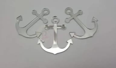 Apliques Âncora Acrílico Espelhado Prateado 5cm Pct 5 Unids