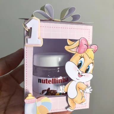 Caixa com Pote para Nutella Looney Tunes Baby Menina