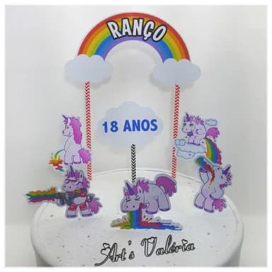 Topo de Bolo Unicórnio Ranço