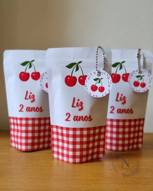 Saquinho Zip Lock 10x17 Lembrancinha Cerejinha