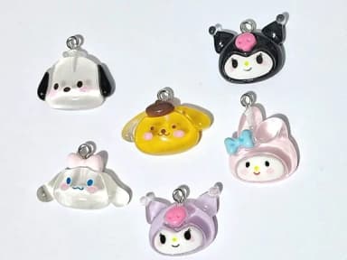 Pingente Hello Kitty de Resina Pacote com 9 Unidades Variado