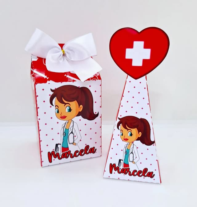 PEGUE E MONTE - Kit Festa ENFERMEIRA - Decoração de Festa - Caixinhas Personalizadas
