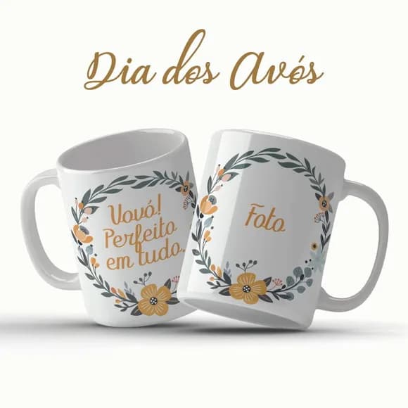 Caneca Dia dos Avós Personalizada com Foto e Frase