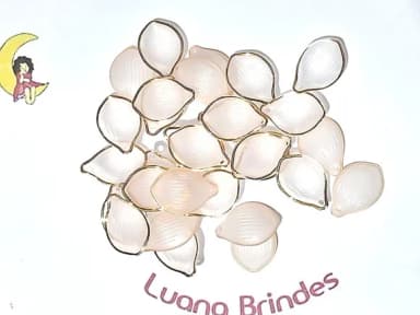 Pingente Folha Acrílico Dourada 2,2cm Pacote C/100 Unidades
